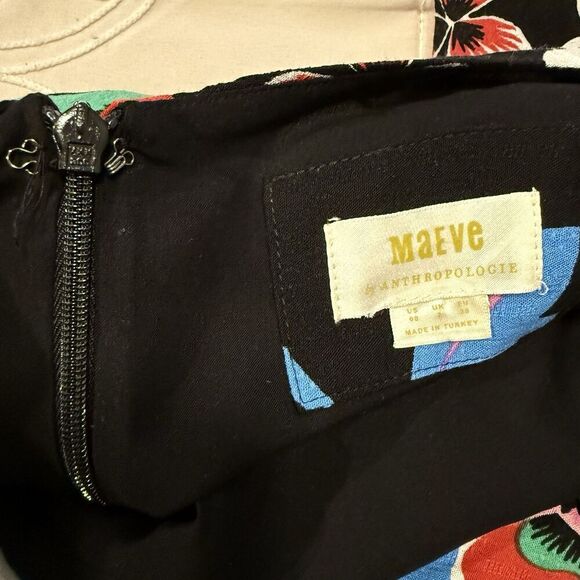 Anthropologie Maeve Ruched Floral Maxi Dress Long Sleeve Size 00 Boho Chic - Picture 13 of 15